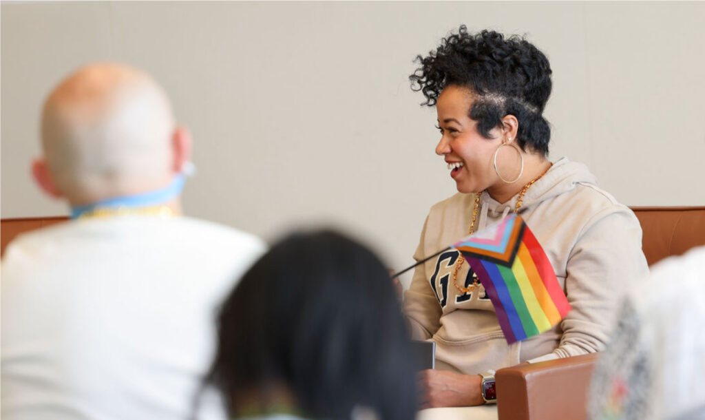 Candid of Amber at a Talk